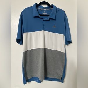 Adidas Men’s Golf Shirt - Blue/White/Gray - L